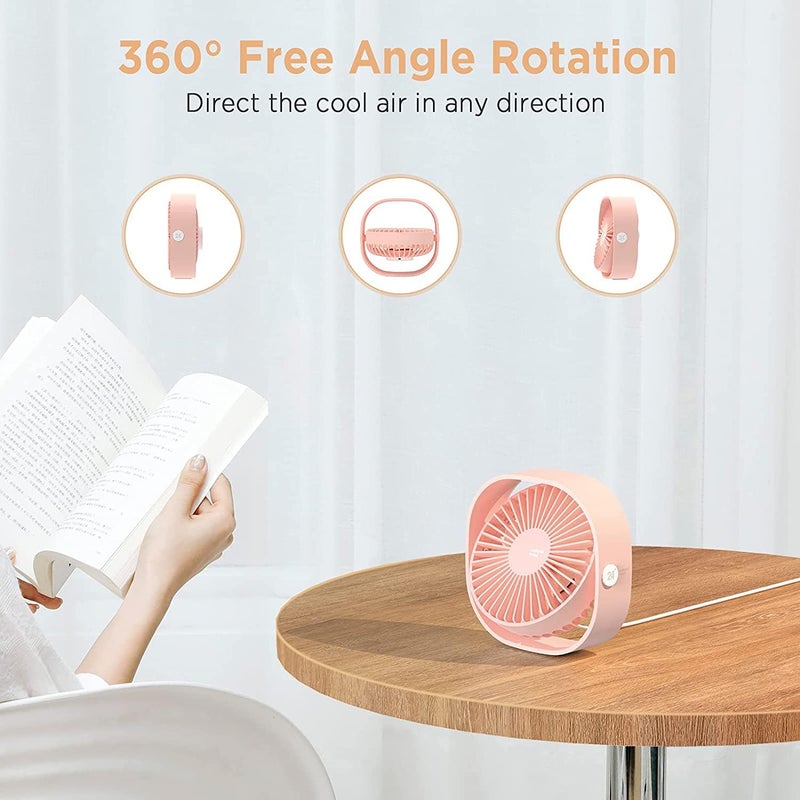 EasyAcc USB Small Desk Fan, Slumber Pod Fan [360°Rotatable Head &Powerful ] 3 Speeds Portable Personal Table Travel Fan for Sleeping Desk Cruise Ship Dorm Bedroom Office Office (No Battery) - Image 4